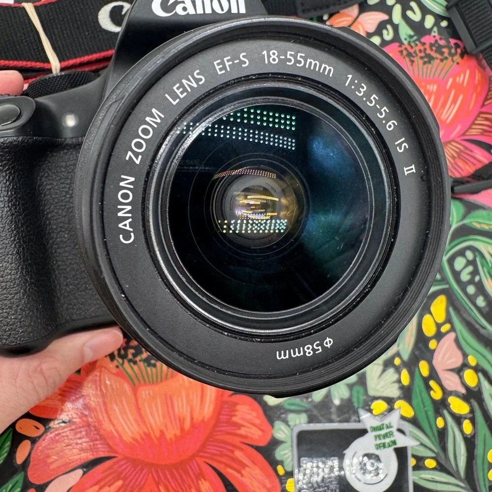 Canon EOS Rebel T6 DSLR Camera EF-S 18-55mm IS II Lens Strap Charger SD Card